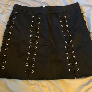 Black criss cross lace up skirt